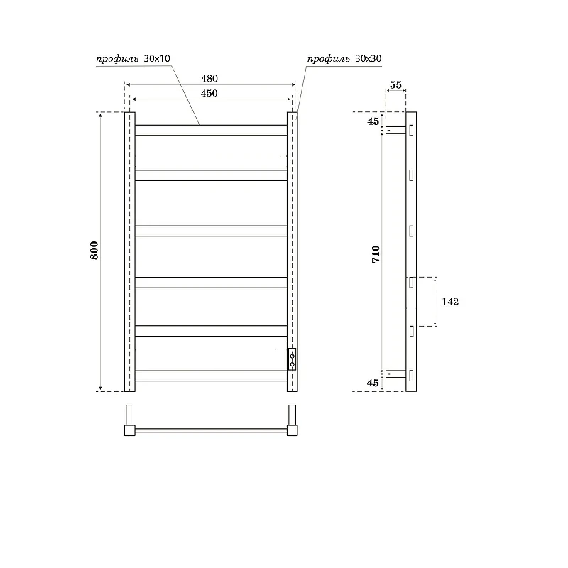 Электрический полотенцесушитель APEXTERMO Terra Light 800x450 TR00384BL цвет Черный