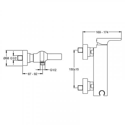 Смеситель для душа Jacob Delafon Singulier E10869-CP Хром латунь на стену