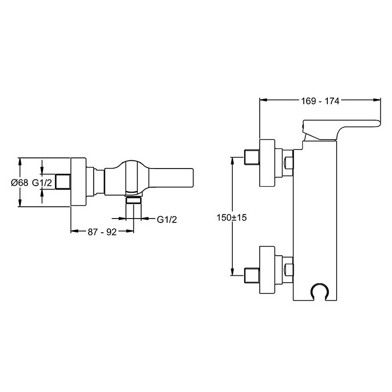 Смеситель для душа Jacob Delafon Singulier E10869-CP Хром латунь на стену