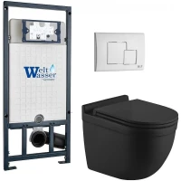 Комплект унитаза с инсталляцией WeltWasser MARBERG 507 + HEIMBACH 043 MT-BL + MAR 507 SE GL-WT 10000012257 цвет Белый глянцевый с сиденьем Микролифт и клавишей смыва цвет Белый глянцевый