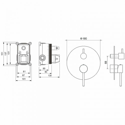 Смеситель для душа Aquatek Европа AQ1346MB Черный матовый латунь встраиваемый