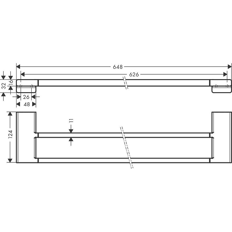 Полотенцедержатель Hansgrohe AddStoris 41743670 двойной Черный матовый
