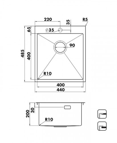 Кухонная мойка Seaman Eco Marino 44 SMV-440-GL.A цвет Светлая оружейная сталь