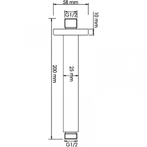 Кронштейн для верхнего душа WasserKRAFT Abens A152 Черный матовый латунь на потолок