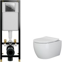 Комплект унитаза Ceramicanova Play CN3001 с инсталляцией Cersanit Black 35 S-IN-BLACK-Cg-w с сиденьем Микролифт и клавишей смыва Хром фаянс подвесной