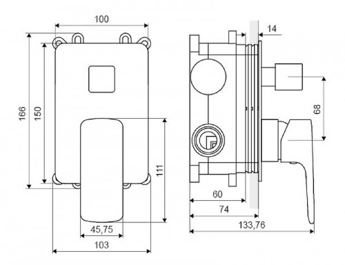 Смеситель для душа Excellent Keria AREX.2045CR Хром встраиваемый