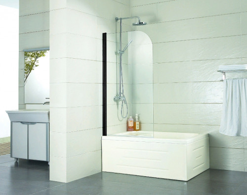 Шторка на ванну Azario Merrit 70 NF6211 BLACK профиль Черный стекло прозрачное