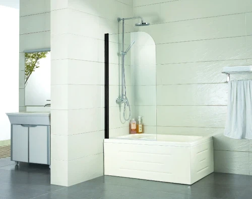 Шторка на ванну Azario Merrit 70 NF6211 BLACK профиль Черный стекло прозрачное