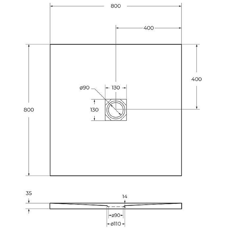 Душевой поддон из искусственного камня BelBagno Uno 80x80 TRAY-MR-UNO-A-80-35-W-NO Белый