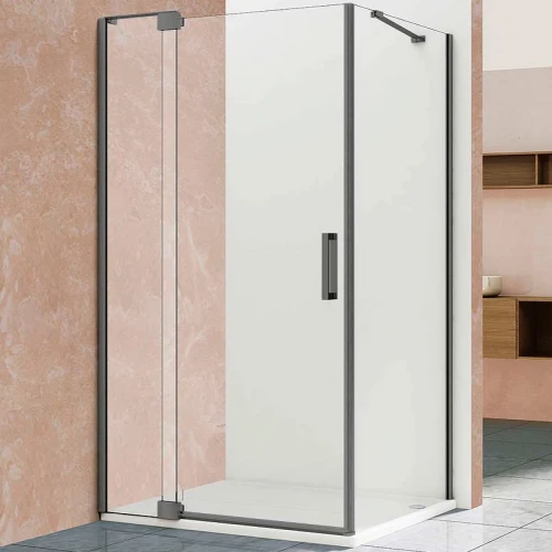 Душевой уголок Vincea Extra 90x90 VSR-1E809090CLGM профиль Вороненая сталь стекло прозрачное