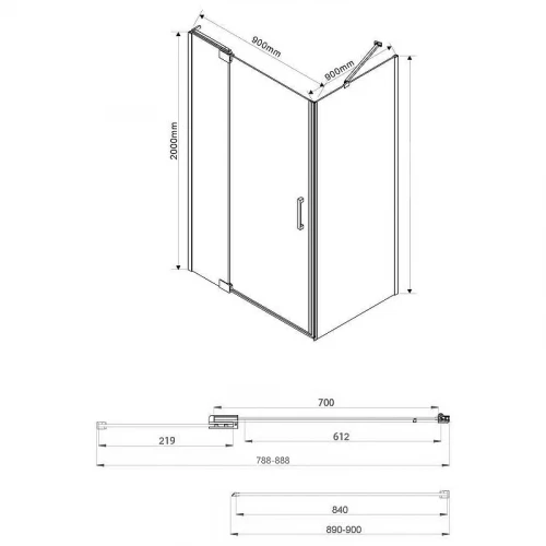 Душевой уголок Vincea Extra 90x90 VSR-1E809090CLGM профиль Вороненая сталь стекло прозрачное