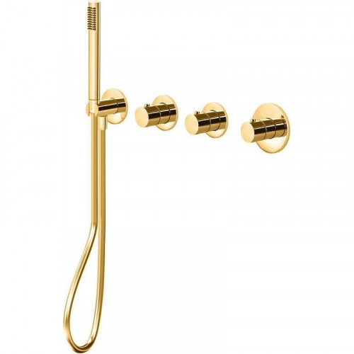 Смеситель для душа Paffoni Modular Box MDE000HGSP с термостатом цвет Золото медовое брашированное