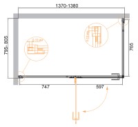 Душевой уголок Cezares Bellagio 140x80 BELLAGIO-AH-1-140/80-C-NERO профиль Черный матовый стекло прозрачное