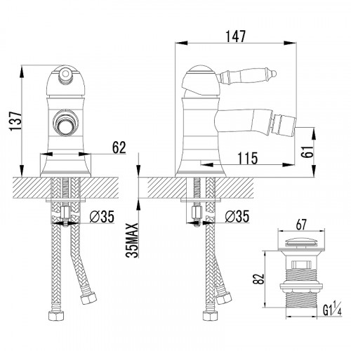 Смеситель для биде Lemark Villa LM4808C Хром латунь