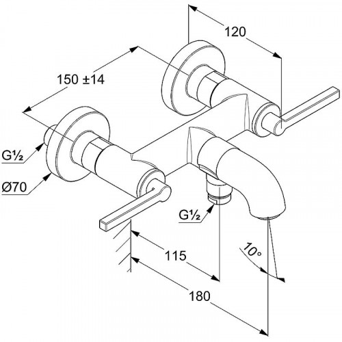 Смеситель для ванны Kludi Nova Fonte Puristic 205403915 Черный матовый латунь на стену