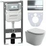 Комплект унитаза с инсталляцией Ceramicanova Balearica CN6000_1002CH_1000 с сиденьем Микролифт и клавишей смыва Хром глянцевый фарфор подвесной