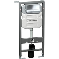 Комплект унитаза с инсталляцией Ceramicanova Balearica CN6000_1002CH_1000 с сиденьем Микролифт и клавишей смыва Хром глянцевый фарфор подвесной