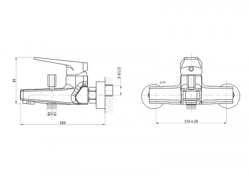 Смеситель для ванны Wonzon &amp; Woghand Athens WW-083101-CR цвет Хром