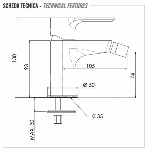 Смеситель для биде Remer Energy EY22 цвет Хром