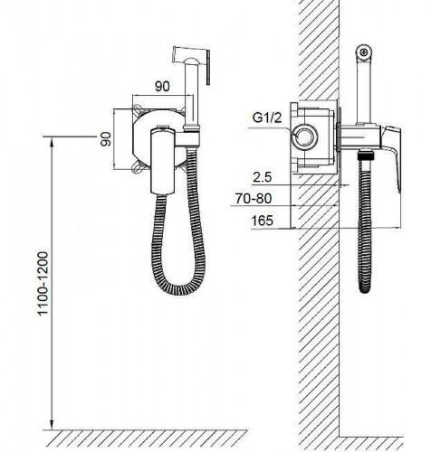 Гигиенический душ со смесителем Wonzon &amp; Woghand WW-88829031-BN цвет Брашированный никель