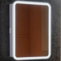 Зеркальный шкаф Silver Mirrors Фиджи Flip 60 LED-00002657 с подсветкой Белый МДФ / ЛДСП, стекло