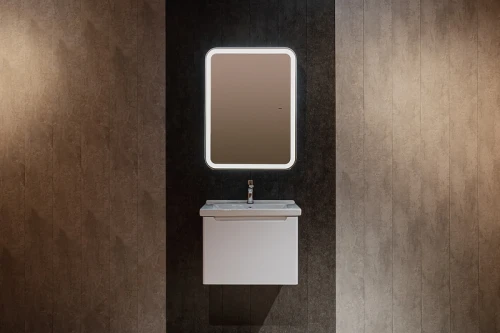 Зеркальный шкаф Silver Mirrors Фиджи Flip 60 LED-00002657 с подсветкой Белый МДФ / ЛДСП, стекло