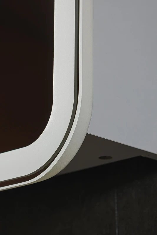Зеркальный шкаф Silver Mirrors Фиджи Flip 60 LED-00002657 с подсветкой Белый МДФ / ЛДСП, стекло