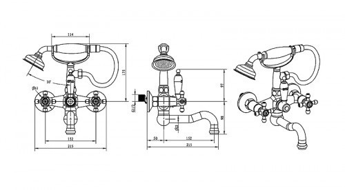 Смеситель для ванны Boheme Tradizionale Chromo 273-Ceramic Хром латунь на стену