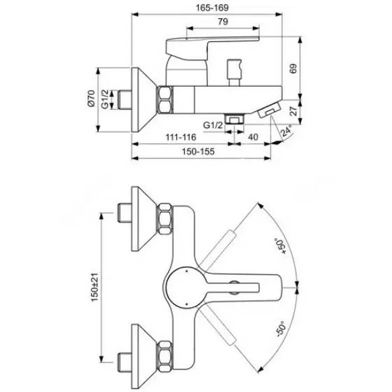 Смеситель для ванны Ideal Standard IdealStyle BD041AA
