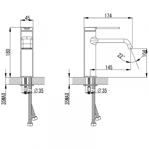 Смеситель для раковины AQUAme Asti AQM6410BG Шлифованное золото латунь