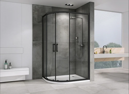 Душевой уголок Abber Schwarzer Diamant 110x80 AG01118B профиль Черный стекло прозрачное