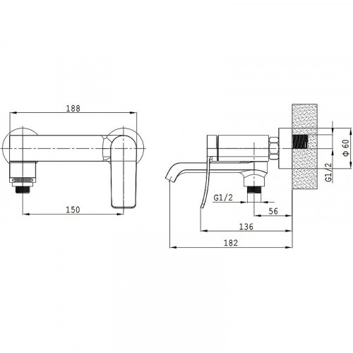 Смеситель для ванны Splenka S31.30 Хром латунь на стену