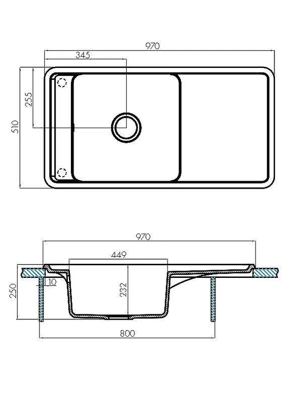 Кухонная мойка Aquaton Беллис 97 1A725132BS210 Графит