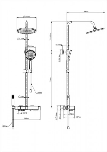 Душевая система Wonzon &amp; Woghand Muse WW-B3580-CR с термостатом цвет Хром