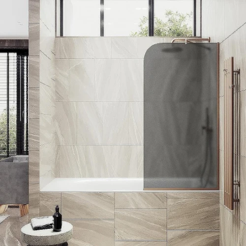 Шторка на ванну Maybah Glass MGV-153-2у 740x1400 в узком профиле Бронза стекло графитовое матовое