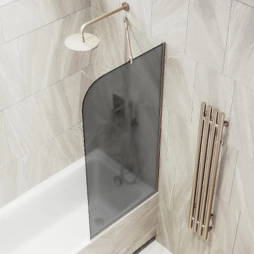 Шторка на ванну Maybah Glass MGV-153-2у 740x1400 в узком профиле Бронза стекло графитовое матовое