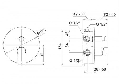 Смеситель для душа Migliore Tenesi 25424 Хром встраиваемый