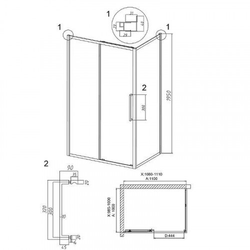 Душевой уголок Grossman Cosmo 110x100 L 120.K33.02.1110.10.02 профиль Хром стекло шиншилла