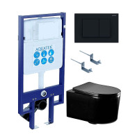 Комплект унитаза с инсталляцией Aquatek Set Aquatek Мия-MB-012 4в1 цвет Черный матовый с сиденьем Микролифт и клавишей смыва цвет Черный матовый