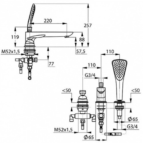 Смеситель на борт ванны Kludi Balance 524470575 Хром латунь