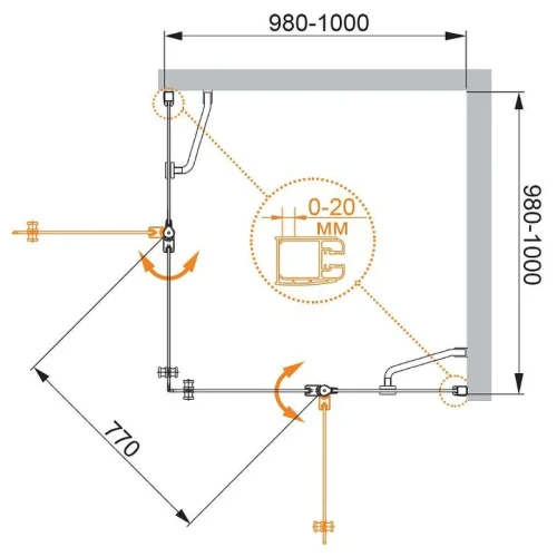 Душевой уголок Cezares Elena 100x100 ELENA-W-A-22-100-C-Cr профиль Хром стекло прозрачное