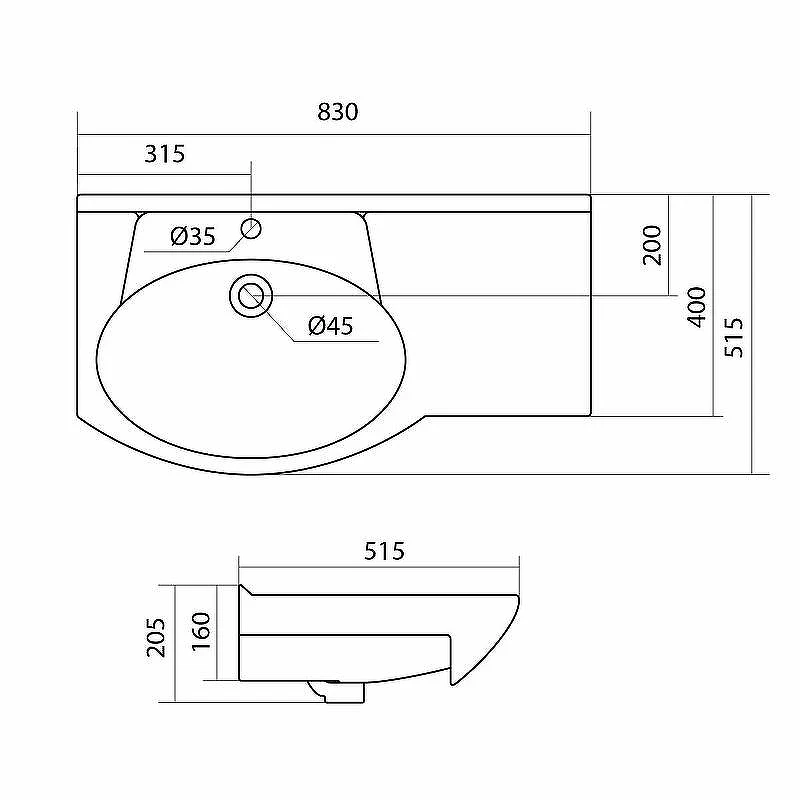 Раковина Style Line Santek Коралл 82 L ЛС-00000163 Белая