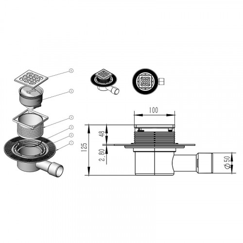 Душевой трап Azario AZZ14100 с решеткой цвет Нержавеющая сталь