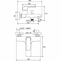 Смеситель для ванны Ravak Flat FL 022.00/150 X070119 Хром латунь на стену