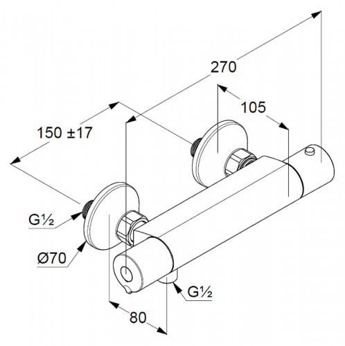 Смеситель для душа Kludi Basic 350020538 с термостатом Хром латунь на стену