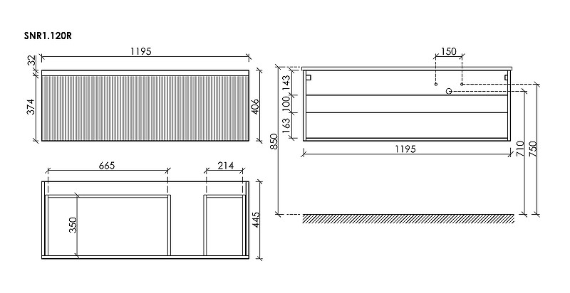 Тумба под раковину Sancos Snob R 1.0 120 R SNR1.0120RCE подвесная цвет Beige Soft