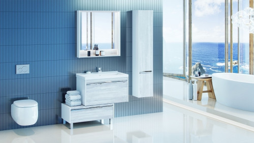 Зеркало Aquaton Капри 80 1A230402KPDA0 с подсветкой Белое Бетон пайн МДФ / ЛДСП, стекло