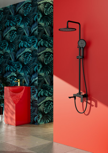 Душевая система Raglo R03.24.06 Черная матовая латунь на стену