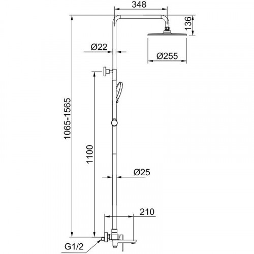 Душевая система Raglo R03.24.06 Черная матовая латунь на стену
