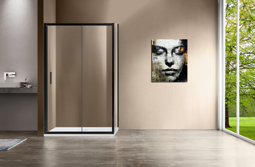 Душевой уголок Vincea Garda 150x90 VSR-1G9015CLB профиль Черный стекло прозрачное